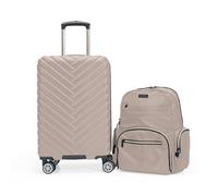 Kenneth Cole REACTION Damas Madison Square Hardside Chevron Bagage Extensible, Pardo, 2 pièces (50 cm Carry on + Sophie Backpack), Damas Madison Square Hardside Chevron Bagages