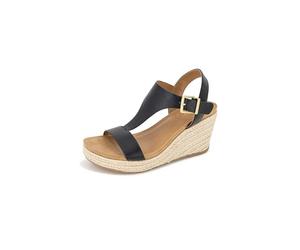 Kenneth Cole Reaction Femme Card T-Strap Wedge Sandales compensées avec Sangle en T, Noir, 39 EU