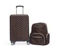 Kenneth Cole REACTION Madison Valise carrée Extensible à Chevrons rigides pour Femme, Marron Chocolat, 2-Piece Set (20" & 28"), Madison Valise carrée Extensible à Chevrons