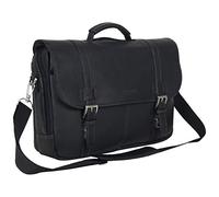 Kenneth Cole REACTION Show Business Sac à bandoulière en cuir colombien pour ordinateur portable 16", noir, One Size, Show Business Sacoche en cuir colombien pour ordinateur portable 16"