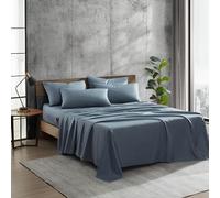 Kenneth Cole - Solutions Parure de lit 6 pièces en Polyester recyclé Doux, Infroissable et rafraîchissante (Bleu uni, Grand lit)