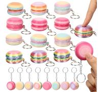 Kenning Lot de 12 porte-clés sensoriels 3D en forme de macaron, bouton de décompression pour adultes, collègues, été, remise de diplôme, bureau et fête