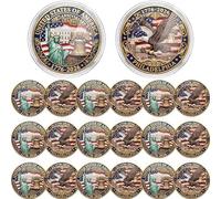 Kenning Lot de 24 pièces de monnaie du 250e anniversaire de l'indépendance des États-Unis 1776-2026, collection patriotique pour collection commémorative du 4 juillet, cadeaux pour hommes, femmes