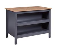 Ilot de Cuisine Anthracite et Plateau Effet Bois - KENNY - ALTOBUY Gris G