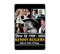 Kenny Music Rogers Plaque en métal rétro 20,3 x 30,5 cm pour décoration murale de bar, café, club
