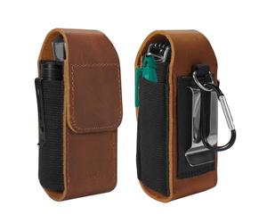 KENOBE Pochette à outils en Cuir Véritable compatible avec Leatherman Wave Plus Wingman Surge Rebar, Étui organisateur d'outils Petite Sacoche à outils pour Camping Randonnée, Marron