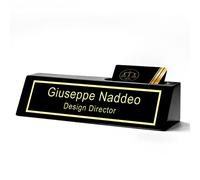 Kenon 05 Plaque personnalisable en bois avec porte-carte de visite, plaque de nom gravée pour bureau, cadeau de bureau pour homme, patron, accessoires de bureau, cadeaux pour le bureau