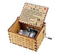 Kenon Boîte à Musique en Bois gravée Faite à la mainBoîte à Musique en Bois avec chansons et Boîte à Musique Vintage personnalisée Cadeau de Noël Anniversaire (to My Son from Dad)