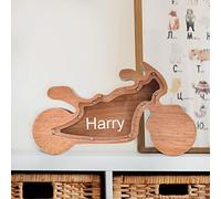 Kenon Tirelire en Bois personnalisée pour Enfants, Motif Animal de Cochon - Décoration Maison, Salon, Chambre à Coucher, Cadeau garçon ou Fille Noël, Anniversaire, Nouvel an (Ours) (Moto)