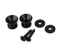 Kenpma 2 Pcs Sangle de Guitare Broches à Queue à Ongles Piquets de Bouton de Verrouillage Vis à Tête Plate pour Classique Acoustique Guitare électrique Basse Ukulélé, Paire Noir