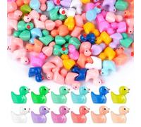 KENPOJO 200 Pièces Mini Canard, Petit Canard a Cacher en Résine, 10 Couleurs Mini Figurines de Canards, Canards Miniatures pour Aquarium, Jardin, Paysage, Maison de Poupée, Bricolage