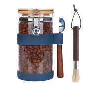 Ken's Kithcen Bocal en Verre Hermétique 1.2L avec Cuillère - Conservation Café Moulu 500g, Grains, Thé, Sucre, Céréales - Boîte Stockage Alimentaire (bleu foncé)