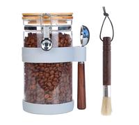 Ken's Kithcen Bocal en Verre Hermétique 1.2L avec Cuillère - Conservation Café Moulu 500g, Grains, Thé, Sucre, Céréales - Boîte Stockage Alimentaire (gris)