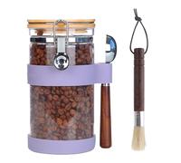 Ken's Kithcen Bocal en Verre Hermétique 1.2L avec Cuillère - Conservation Café Moulu 500g, Grains, Thé, Sucre, Céréales - Boîte Stockage Alimentaire (violet)