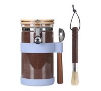 Ken's Kithcen Bocal en Verre Hermétique 1.2L avec Cuillère - Conservation Café Moulu 500g, Grains, Thé, Sucre, Céréales - Boîte Stockage Alimentaire (bleu clair)
