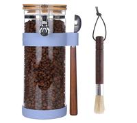 Ken's Kithcen Bocal en Verre Hermétique 1.5L avec Cuillère - Conservation Grains de Café 500g, Thé, Sucre, Céréales - Boîte Stockage Alimentaire (bleu clair)