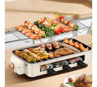Kensbro 2 en 1 Barbecue Coréen de Table, 1500W Hot Pot Électrique, Multifonctionnel Portable Marmite Électrique, Double Interrupteur de Commande Coupure Automatique pour Dortoir Camping Maison