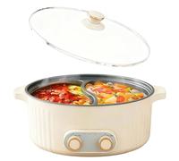 Kensbro Hot Pot Électrique Marmite, 5L Hot Pot Électrique, 2000W Multifonctionnelle Antiadhésive avec Chauffage Rapide & Doppelte Knopf für Wohnheim Camping Haus, 2 Niveaux de Réglage de Température