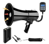 Kensbro Mégaphone Transportable 100W, Portée Maximale 2000m, Fonctions Enregistrement et Bluetooth, Megaphone Porte Voix avec Bandoulière Réglable