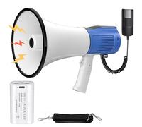 Kensbro Mégaphone Transportable 120 W, Portée Maximale 2000 m, Mégaphone avec Sirène et Microphone, Fonctions Enregistrement et Bluetooth, Megaphone Porte Voix avec Bandoulière Réglable