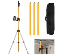 Kensbro Perche Télescopique 3m/10ft, Trepied Laser avec Réglage Hauteur, Tige Telescopique Niveau Laser 360° Rotation, Support Niveau Laser avec Filetage ExtéRieur 1/4" et Adaptateur de Filetage 5/8"