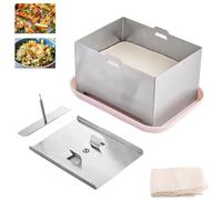 Kensbro Presse à tofu, en acier inoxydable 304, avec presse à tofu, gaze et bac d'égouttement, multifonction, pour végétariens ou amateurs de tofu, sans BPA, passe au lave-vaisselle (16 x 12 x 9 cm)