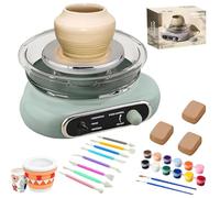 Kensbro Roue de Poterie Électrique, 200 RPM Mini Tour de Potier avec Machine à Argile à Plateau Tournant de 12 cm avec 8 Outils de Sculpture et Pédale,pour Céramique Bricolage Fabrication
