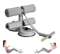 Kensbro Sit Up Bar, Sit Up Appareil d'entraînement abdominal avec double ventouse et design à double barre, avec corde de traction, assistant pour abdominaux, gris