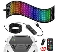 Kensbro Yeux LED pour voiture, 9,2 x 37,4 cm LED police programmable, flexible Devil Eyes avec contrôle par application et télécommande pour voiture, moto, camion, publicité - Décoration de fête