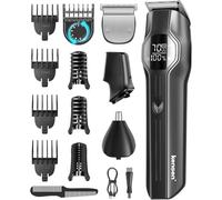 kensen Tondeuse Corps Homme 4-en-1 6000/7000 tr/min Tondeuse Moustache Homme 210 Mins d'Autonomie Tondeuse Barbe、Cheveux、Nez IPX7 Étanche Rasoir Intime USB-C Écran LED Pour De La Tête Aux Pieds