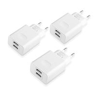 KenSera 3-Pack 12W Chargeur Secteur Prise Multiple USB 2-Ports Universel Chargeur Mural (5V 2.4A Max) Adaptateur pour iPhone 14 13 12 11 Pro Max XS XR X 8 7 6 6S Plus SE 5 5S et Smartphones