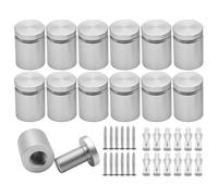 KENSHIRE Lot de 12 supports muraux en aluminium massif 19 x 20 mm - Vis de fixation pour panneaux en acrylique (chrome satiné anodisé)