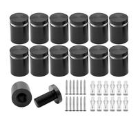 KENSHIRE Lot de 12 supports muraux en aluminium massif de 19 x 20 mm pour panneau publicitaire (noir)