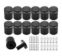 KENSHIRE Lot de 12 supports muraux solides en aluminium pour panneau publicitaire - 25 x 25 mm - Vis de fixation pour panneaux en acrylique (anodisé noir)
