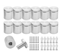 KENSHIRE Lot de 12 supports muraux solides en aluminium pour panneau publicitaire - 25 x 25 mm - Vis de fixation pour panneaux acryliques (chrome satiné anodisé)