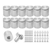 KENSHIRE Lot de 12 supports muraux solides en aluminium pour panneaux publicitaires - 25 x 25 mm - Vis de fixation pour panneaux en acrylique (anodisé argenté)