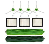 KENSHIRE Lot de 9 pièces de rechange compatibles avec iRobot Roomba i7 Series i7 + E5 E6 E7 Rouleaux en caoutchouc Brosse latérale Filtres HEPA Kit d'accessoires