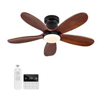 KENSID Ventilateurs de plafond encastrés de 91,4 cm avec lumières et télécommande, à intensité variable, interrupteur mural, ventilateur de plafond en bois à 5 pales avec lumière, ventilateur de