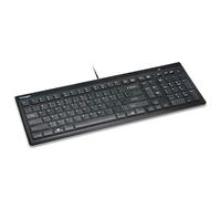 Kensington 948067 Advance Fit - Clavier fin et silencieux avec câble de taille normale, touches multimédias pour le contrôle du volume et le fonctionnement Plug & Play, compatible avec Windows et Mac, noir (Layout espagnole)