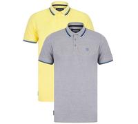 Kensington Eastside Lot de 2 polos en piqué de coton pour homme, Gris clair chiné/lumière du soleil, L