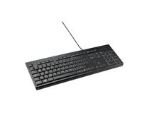 Kensington K63727ES - KB100 EQ Clavier avec câble, QWERTY, design compact, résistant aux liquides, coque et touches avec 64 % de plastique recyclé post-consommation, durable standard