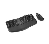 Kensington Pro Fit Ergo KM675 EQ Clavier et souris sans fil, clavier TKL, clavier fractionné rechargeable, ergonomique, Bluetooth et connexion jusqu'à 3 appareils, touches programmables, noir,