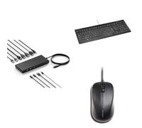 Kensington SD4842P Station d'accueil USB-C 10-en-1 + Clavier Filaire pour PC, Ordinateur Portable, Ordinateur de Bureau, AZERTY K75560FR + Valu Souris Filaire USB, Noir, K72110EU