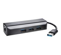 Kensington UA3000E - Adaptateur réseau - USB 3.0 - Gigabit Ethernet x 1 + USB 3.0 x 3 - noir