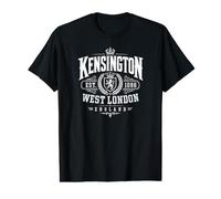 Kensington West London England Est. 1086 Impression Blanche T-Shirt Graphique avec Valeur