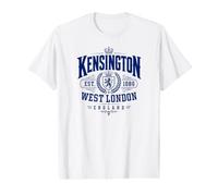 Kensington West London England Est. 1086 Impression Bleue T-Shirt Graphique avec Valeur