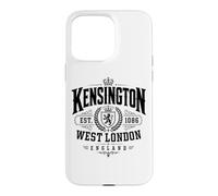 Kensington West London England Est. 1086 Impression Noire Coque pour iPhone 15 Pro Max