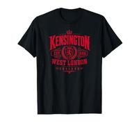 Kensington West London England Est. 1086 Impression Rouge T-Shirt Graphique avec Valeur