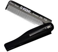 Kent Peigne de poche pliable en graphite noir 20T pour homme, peigne à dents fines pour le toilettage quotidien des cheveux, barbe ou moustache, utilisation sèche ou avec des baumes, coupe à la scie,