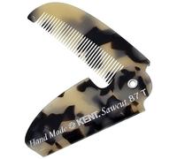 Kent 87T TW Peigne de poche pliable fait à la main pour homme, peigne à dents fines pour le toilettage quotidien des cheveux, de la barbe ou de la moustache, à utiliser à sec ou avec des baumes, poli